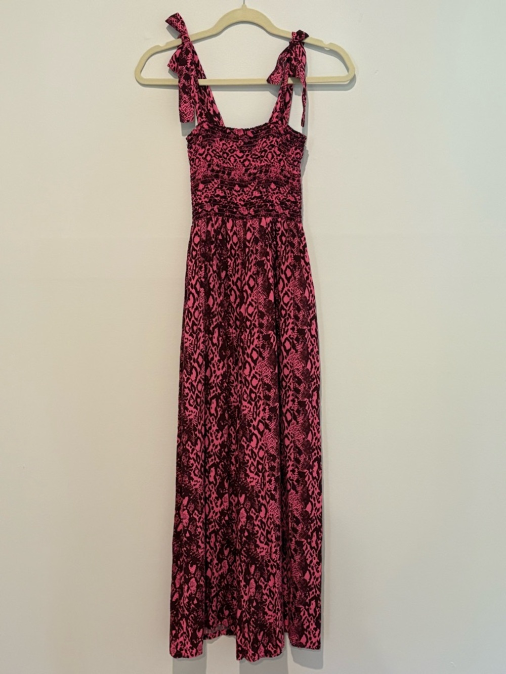 Maaji Pink and Black Python Patterned Tie-Shoulder Jumpsuit